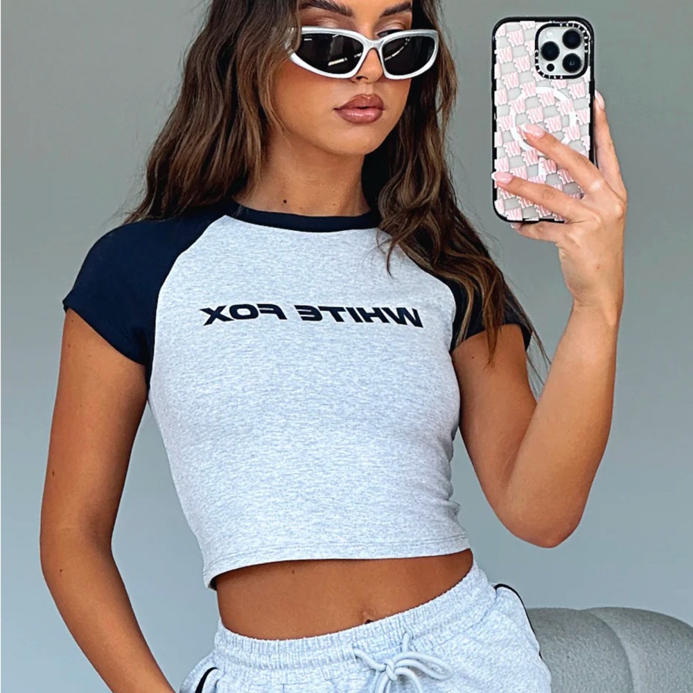 White Fox Boutique Gray Crop Top